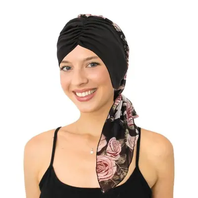 Image de Turban Pré-Attaché Floral pour Femme - Hijab & Chimio