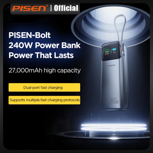 Zdjęcie Power Bank 27000 mAh z Ładowaniem Super Szybkim 240W i Kablem USB-C 140W – Idealny Akumulator Przenośny do MacBooka, Laptopa i iPadu