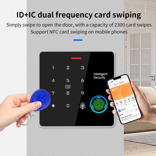 Zdjęcie Zawieszka do drzwi z odciskiem palca i klawiaturą metalową, odporna na warunki atmosferyczne IP65, z czytnikiem RFID 125 kHz i 13,56 MHz, z przekaźnikiem – idealna ochrona dla obiektów komercyjnych