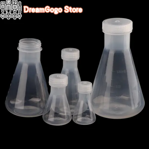 Image de Flacon Erlenmeyer Plastique 50-1000ml - Récipient Conique avec Bouchon Vis