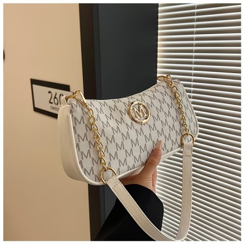 Image of Stylish Vintage-Inspired Crossbody Bag for Teens with Letter Print Design, Small Square Shape, Adjustable Chain Strap, Perfect for Everyday Use