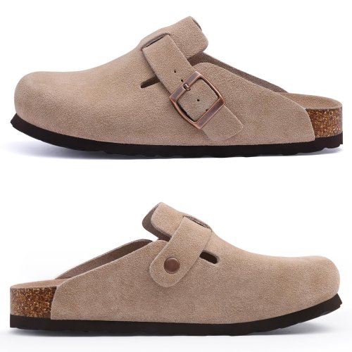 Image of Comwarm Men's Natural Cork Clogs with Arch Support – Comfortable Fashion Mules for Beach, Outdoor & Everyday Wear