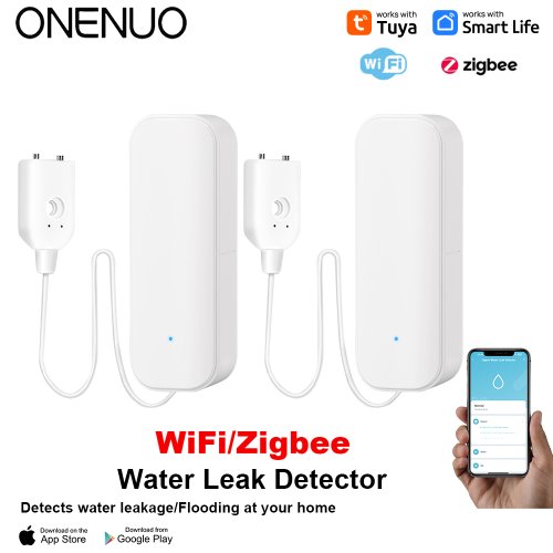 Zdjęcie Inteligentny czujnik wody z WiFi i Zigbee – detektor wycieków i powodzi z alarmem, kompatybilny z Tuya, do systemu bezpieczeństwa domowego