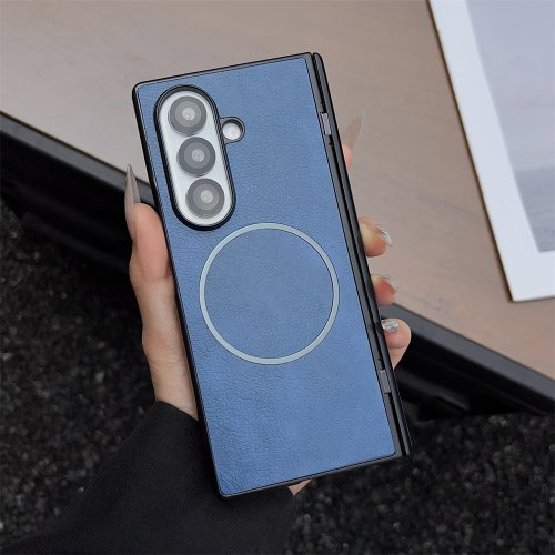 Afbeelding van Elegant Lederen Hoes voor Samsung Galaxy Z Fold 7, 6, 5, 4, 3 – MagSafe Compatibel met Draadloze Oplader en Magnetische Sluiting