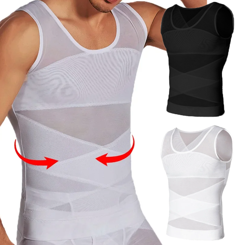 Bild von Männer Atmungsaktive Kompression Bauch-steuer Unterhemd Bauch Abnehmen Body Shaper Ärmellose Tank Tops Gym Shapewear Mesh Weste