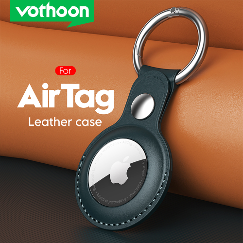 Afbeelding van Elegante Leren Hoes voor Apple AirTag – Beschermende Cover met Sleutelhanger en Anti-Verlies Functie