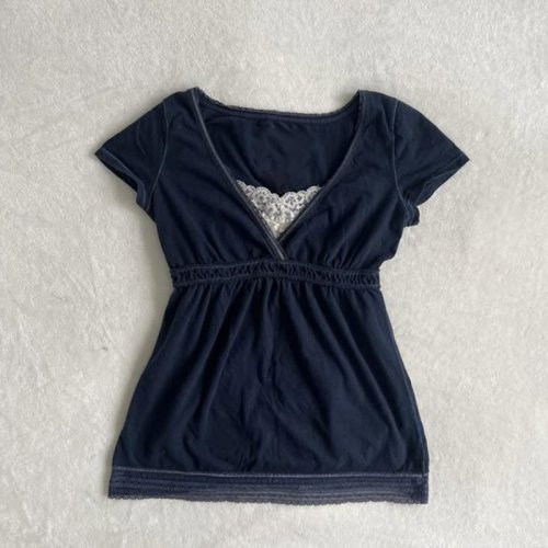 Zdjęcie Koszulka Koronkowa Retro – Y2K Crop Top Damski