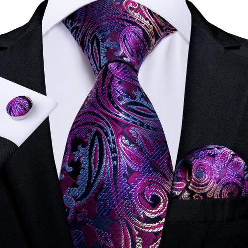 Imagen de Corbata Floral Púrpura de Seda para Hombre