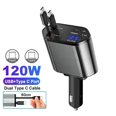 Image de Chargeur Voiture 120W USB-C Rapide - Compatible iPhone & Samsung