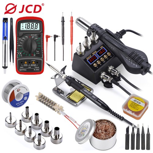 Afbeelding van JCD 2 in 1 750 W Soldeerstation LCD Digitale Display Lassen Rework Station voor mobiele telefoon BGA SMD IC Reparatie Soldeer Gereedschap 8898