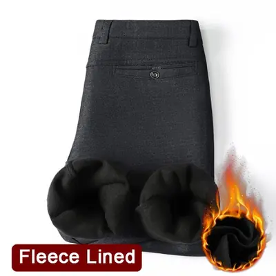 Image de Pantalon Costume Homme Doublé Polaire - Noir & Bleu Marine