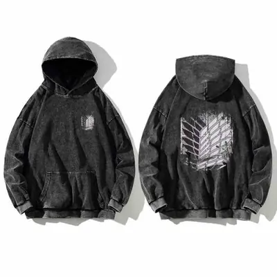 Image de Hoodie Vintage Attack on Titan - Noir