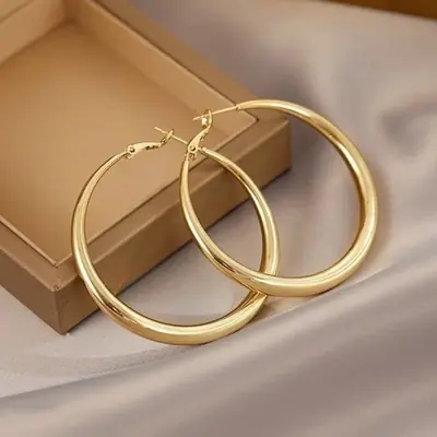 Image de Boucles d'oreilles rondes exagérées en acier inoxydable