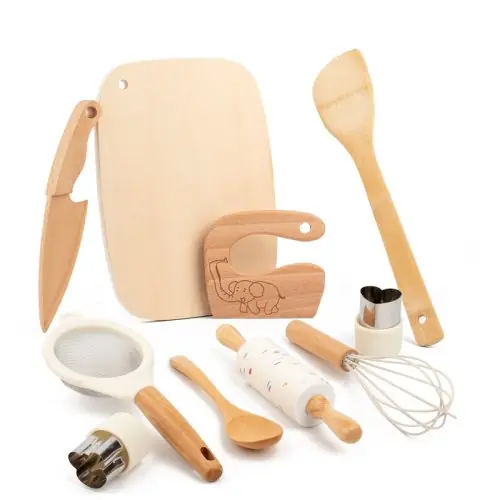 Image de Couteau en Bois pour Enfants - Jeu de Cuisine Montessori