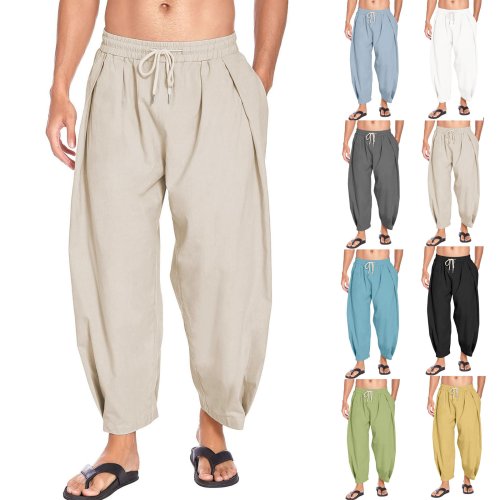 Imagen de Pantalones Harem de Lino para Hombre - Ligeros y Cómodos