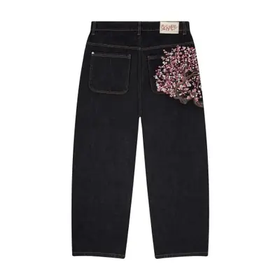 Image de Jeans Y2K Brodés Fleur de Cerisier - Style Hip Hop Baggy