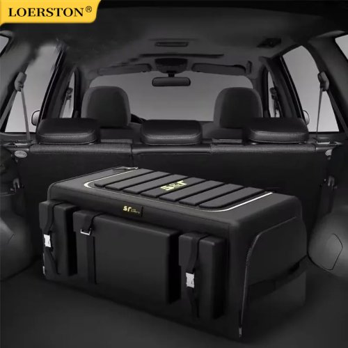 Zdjęcie Organizer do bagażnika samochodowego z pokrywą Uniwersalny organizer do bagażnika samochodowego 70L Składany organizer z tkaniny Oxford