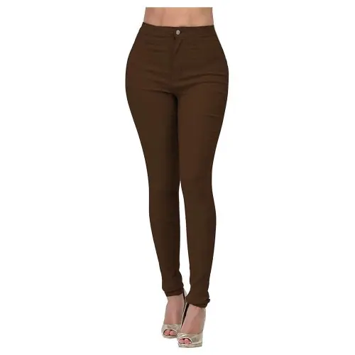 Image de Jeans Femme Taille Haute 7 Couleurs - Coupe Ajustée & Élastique