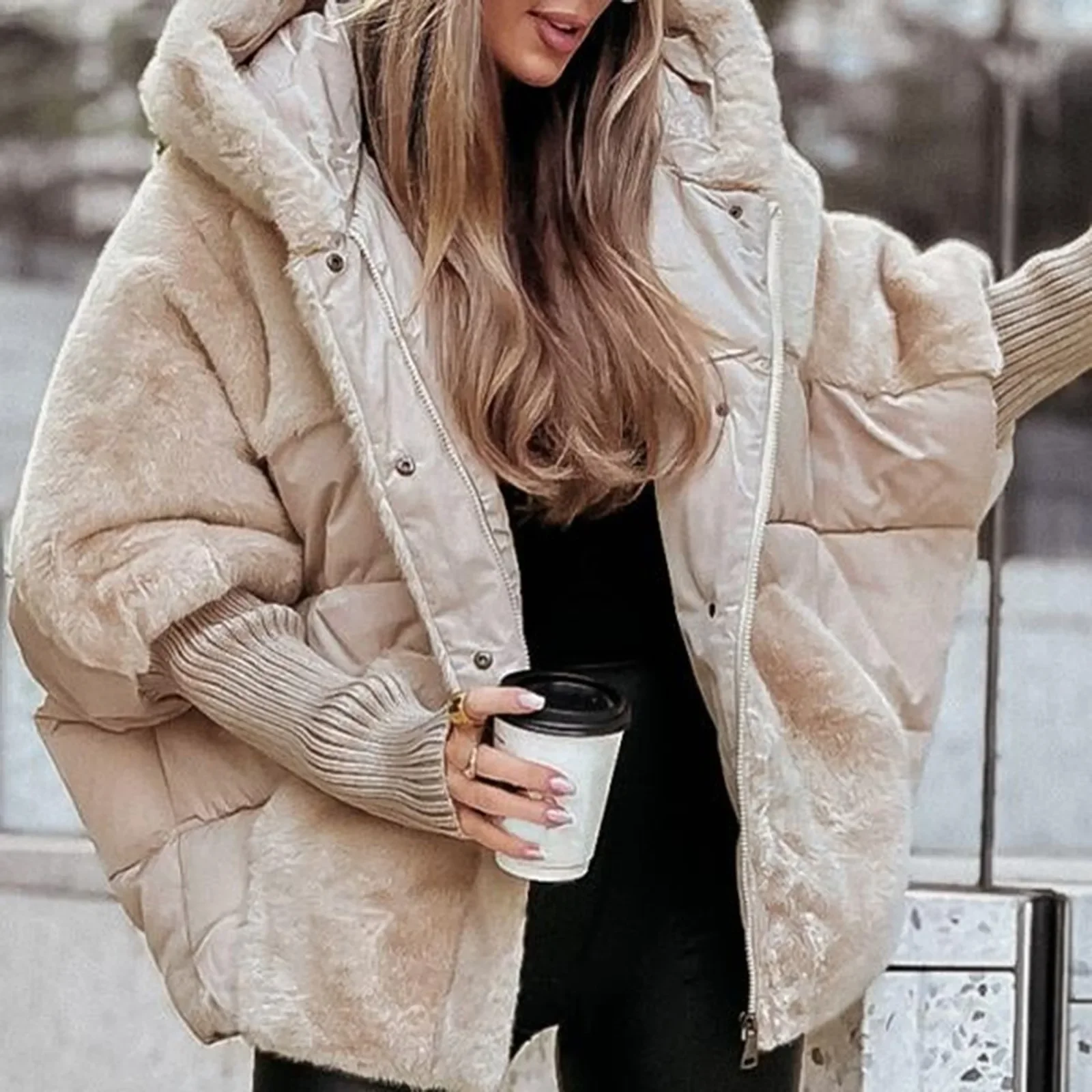 Afbeelding van Stijlvolle Winterjas voor Dames – Losse Katoenen Parka met Capuchon