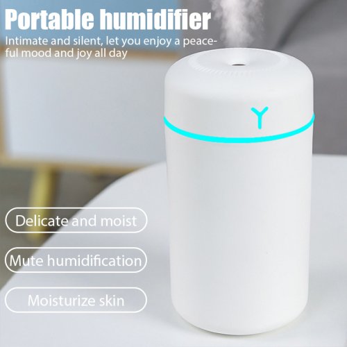 Image of Portable 420ml USB Air Humidifier with Aroma Oil Diffuser, Cool Mist Sprayer, and Colorful Night Light for Home, Car, and Office Use