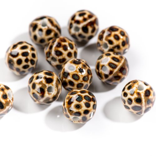 Image de Perles Céramique Léopard - 10 Pièces pour Création de Bijoux
