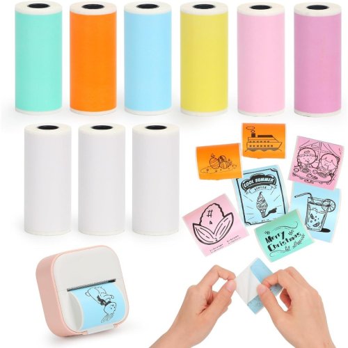 Image of Premium 25x57mm Thermal Paper Rolls for T02, M02 & Mini Printers – Smooth Color Self-Adhesive Sticker Paper with High Clarity and Long-Lasting Adhesion