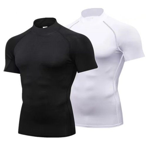 Imagen de Camiseta de compresión para hombre, camiseta informal de manga corta de secado rápido para verano, camiseta de entrenamiento físico para correr, camisetas ajustadas, camiseta para hombre Rashgard