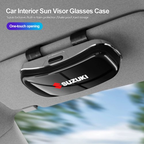 Imagen de Estuche para Gafas con Emblema Oficial de Suzuki: Caja de Regalo Elegante para Almacenamiento de Gafas de Sol Compatible con Swift, Vitara, Baleno, Jimny, Samurai, SX4, Ignis, Alto y Splash