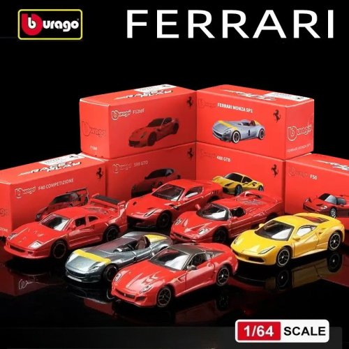 Image of BBURAGO 1:64 Scale Ferrari Collection – LaFerrari, 458, Enzo, SF90, 812 Superfast, SP3 Alloy Diecast Model Cars Gift Set for Adults and Kids