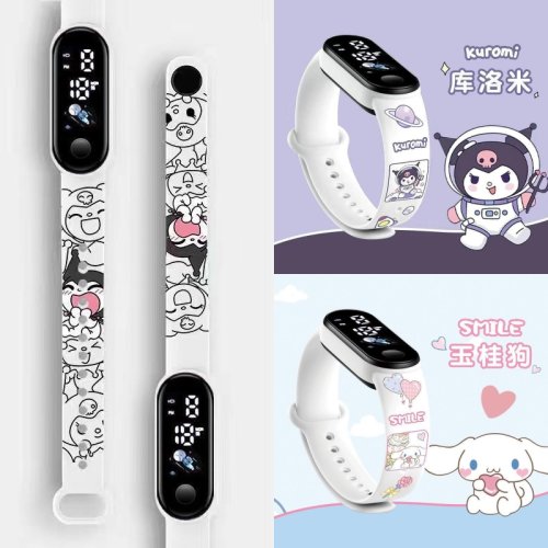 Afbeelding van 2026 Sanrio Horloge Horloge Kuromi Horloges Cinnamoroll Elektronische Klok Led Anime Figuur My Melody Speelgoed Student Kid Gift