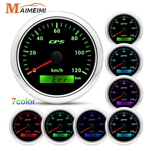 Image of Universal 85mm GPS Speedometer Gauge with 7-Color LED Backlight for Motorcycle, Marine Boat, Truck – 60 to 200 km/h Digital Speed Meter