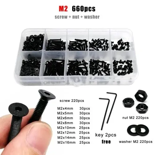 Image de Kit Vis Boulons M2 à M8 - Acier Grade 10.9 Noir