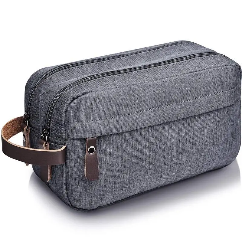 Bild von Faltbare Reise-Kulturtasche für Herren, wasserdichte Tasche aus Oxford-Stoff mit großem Fassungsvermögen, doppellagige Aufbewahrung für Kosmetika und Toilettenartikel