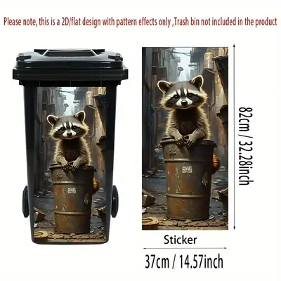 Image de Sticker Poubelle Raton Laveur Mignon - Décoration Murale Auto-Adhésive