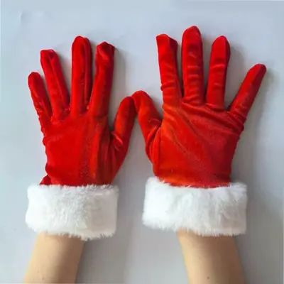 Image de Gants de Père Noël en Fourrure Blanche - Accessoire de Noël