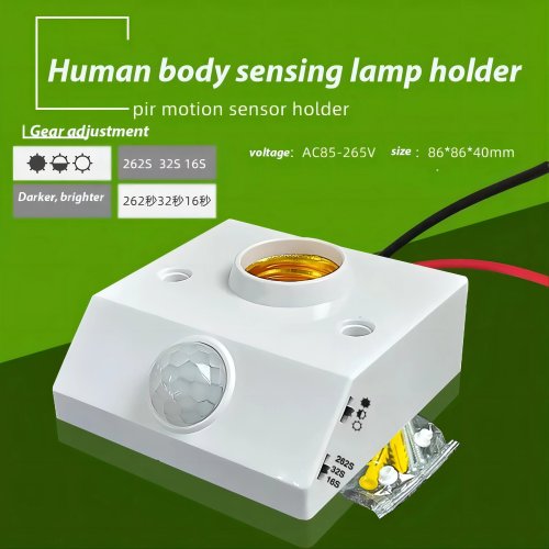 Afbeelding van PIR-bewegingssensor Lichtfitting E27 LED Lampvoet met Menselijke Lichaamsensor, Verstelbare Auto Aan/Uit en Lichtregeling voor Slimme Woonomgeving