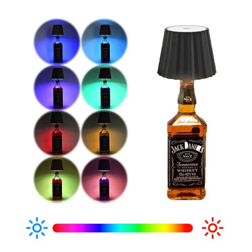 Afbeelding van RGB Draadloze Tafellamp voor Wijnflessen - LED Flessenlicht met Touchbediening, Ideaal voor Buiten, Restaurants, Bars en Feesten