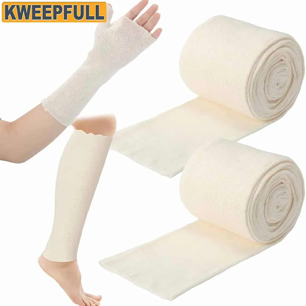 Immagine di Fascia Elastica Tubolare in Cotone Stockinette - Benda Avvolgente per Braccio, Gamba e Ginocchio - Rotolo di Maniche in Ghisa per Supporto Sportivo