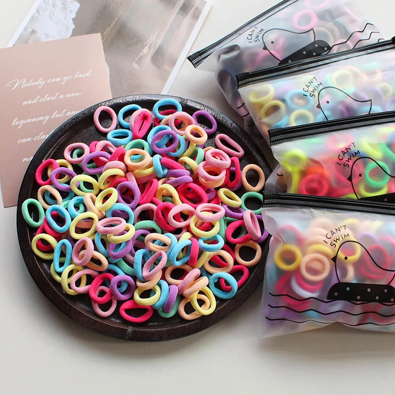 Immagine di 100 Pezzi Fasce Elastiche per Capelli Bambini e Ragazze - Scrunchie in Nylon da 2 cm, Accessori per Capelli Morbidi e Resistenti per Bambini