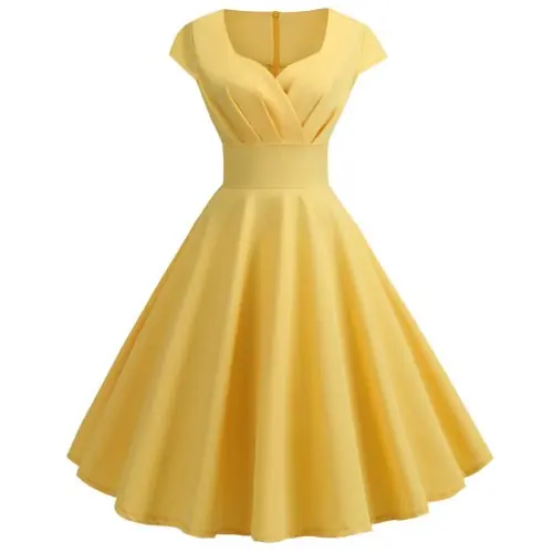 Image de Robe Rose Vintage Col V - Style Pin Up Élégant