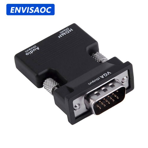 Afbeelding van HDMI naar VGA Converter Adapter met Audio 3,5 mm Jack - 1080p Video & Geluid voor PC, Laptop, Desktop naar HDTV, Projector en Monitor