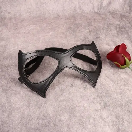 Image de Masque Gothique en Cuir PU - Demi-Masque Noir pour Cosplay & Halloween