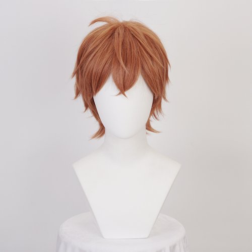 Bild von Kurze dunkelorange Cosplay-Perücke für Sato Mafuyu aus Given – Hitzebeständiges Kunsthaar mit kostenloser Perückenkappe