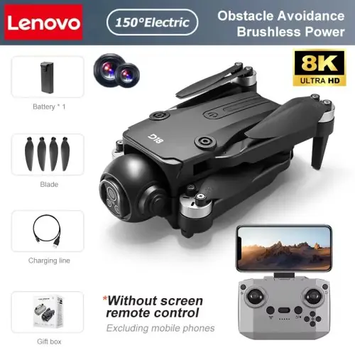 Image de Drone Lenovo D18 8K avec Double Caméra et Évitement d'Obstacles