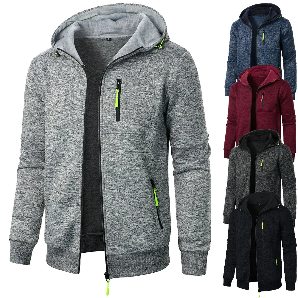Zdjęcie Męskie bluzy codzienne Bluza z kapturem Slim Fit Odzież sportowa Jesienna kurtka dla mężczyzn Dresy Streetwear Kurtki