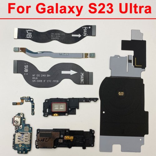 Image of Original Replacement Main Board with LCD Cable, Charging Port, NFC Coil, Wi-Fi Antenna for Samsung Galaxy S23 Ultra (SM-S918B, S918U, S918E, S918N) 5G mmWave