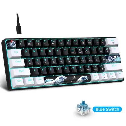 Image de Clavier Mécanique 60% Bleu Mer - Compact & Rétroéclairé