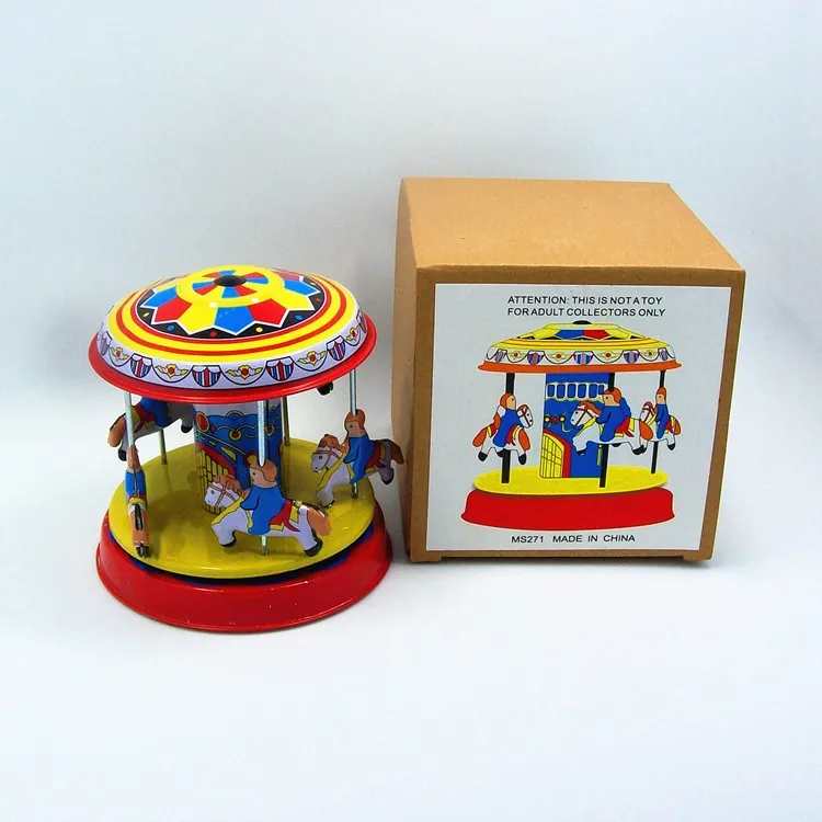 Zdjęcie [Zabawna] Klasyczna kolekcja Retro Clockwork Wind up Metal Tin Gear Karuzela z wysokim kołem Zabawki mechaniczne dla dzieci prezent dla dziecka