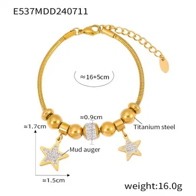 Image de Bracelet Coeur Plaqué Or 18K - Pendentifs Zircon Brillants
