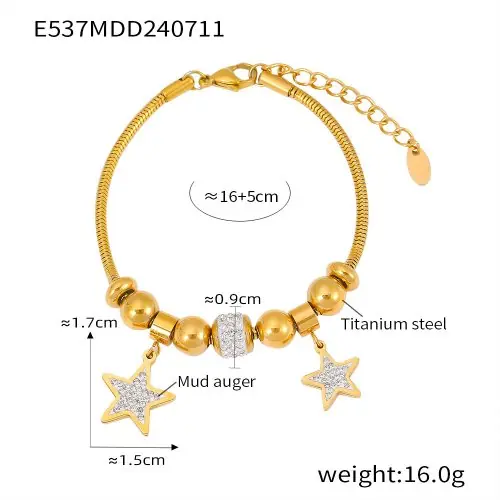 Image de Bracelet Coeur Plaqué Or 18K - Pendentifs Zircon Brillants